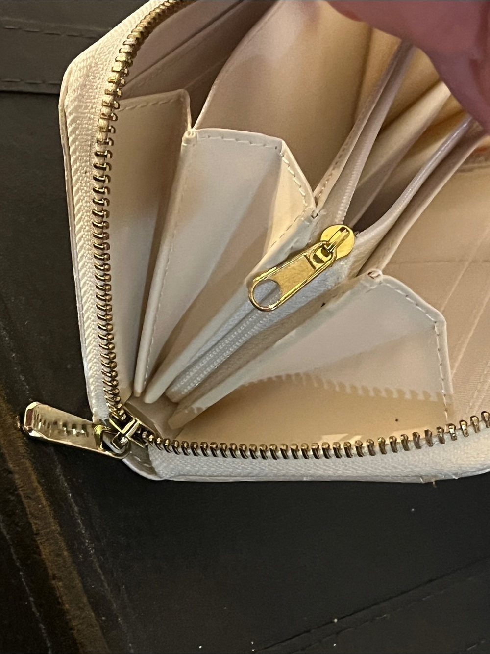 White Floral Accent Women's Wallet with Gold Details - Picture 8 of 11